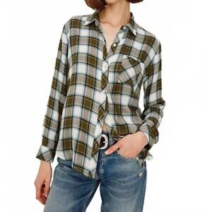 NEW RAILS hunter plaid shirt in olive stone blue